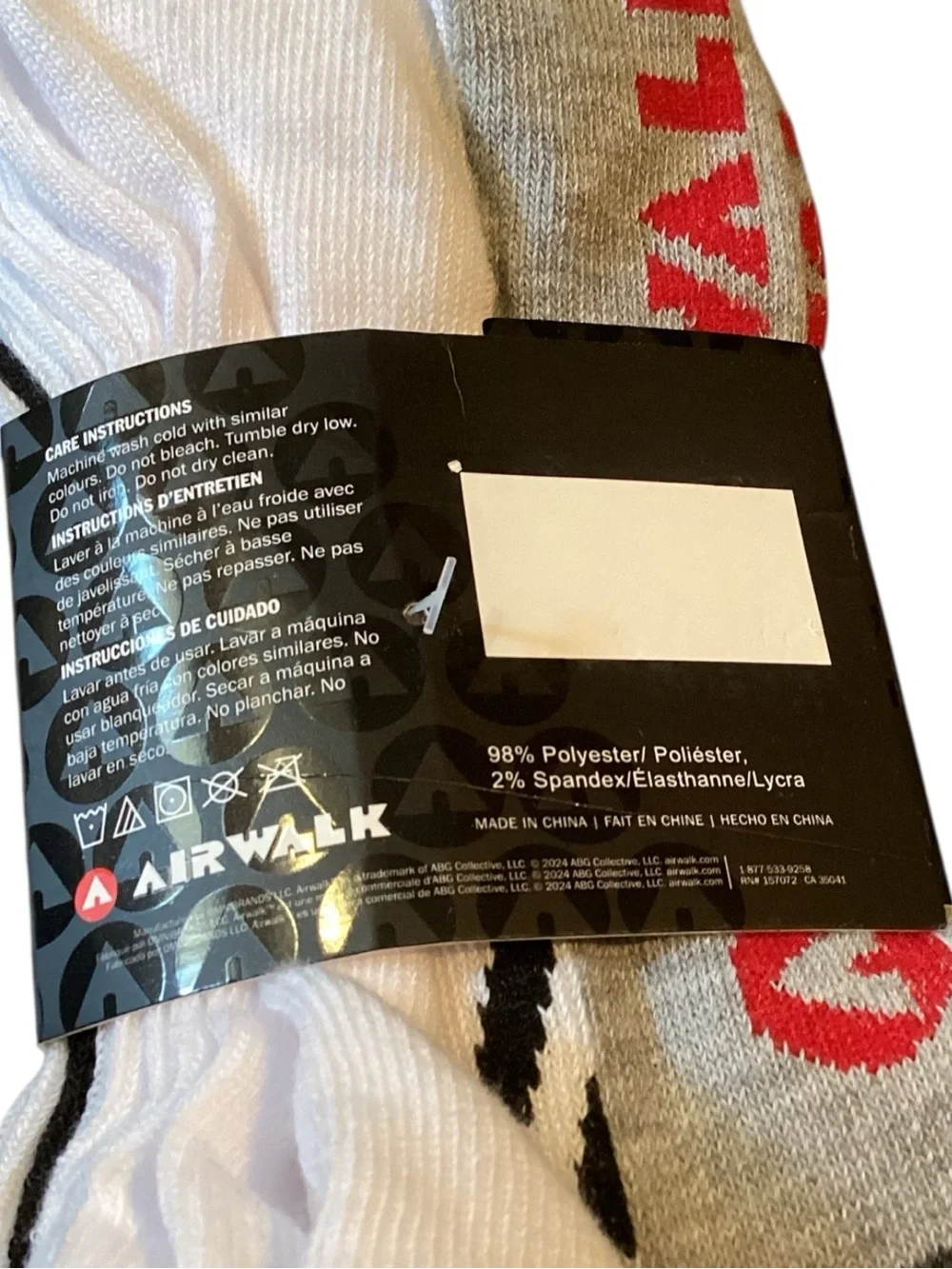 Airwalk Men’s Low Cut Socks 5 Pair Pack White Black Gray Shoe Size 7-12 NWT